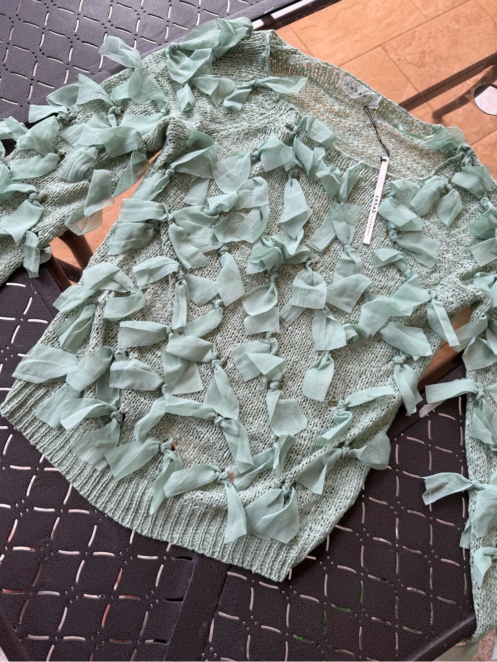 Rehab Mint Green Bow-Detail Crew Neck Sweater